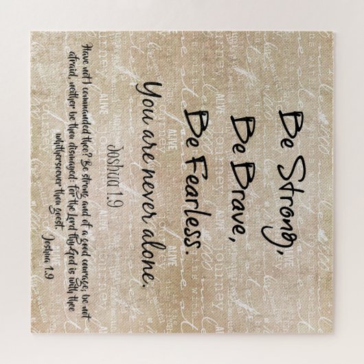 強く勇敢で恐れを知らない引用文と聖書の一節 ジグソーパズル (横)