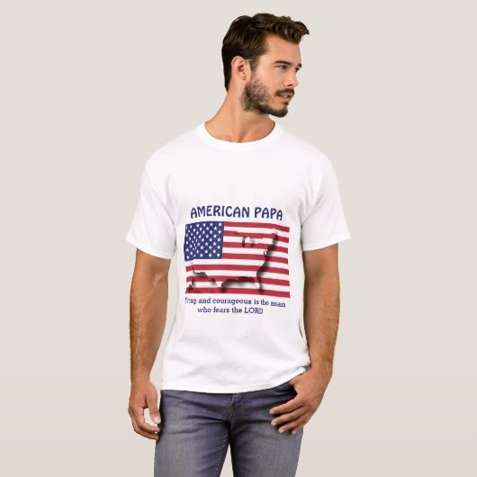 強く勇敢なアメリカのパパパーソナライズされたー Tシャツ (正面フル)