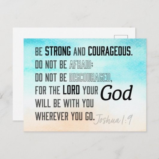 強く勇敢なヨシュア1:9聖書の聖句 ポストカード (正面/裏面)