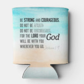 強く勇敢なヨシュア1:9聖書の聖句 缶クーラー (裏面)
