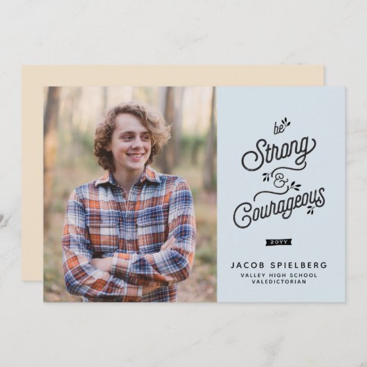 強く勇敢な卒業発表 招待状 (正面/裏面)