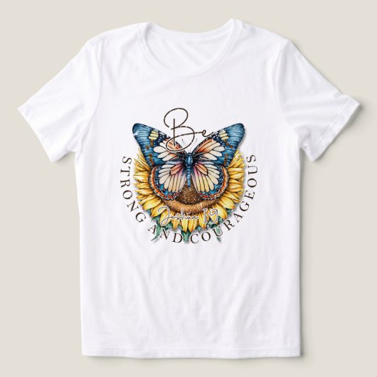 強く勇敢な聖書の引用文 トライブレンドTシャツ (デザイン正面)