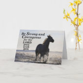 強く勇敢な聖書の聖句Deut 31 Horse カード (黄色い花)