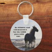 強く勇敢な聖書の聖句Deut 31 Horse キーホルダー (裏面)