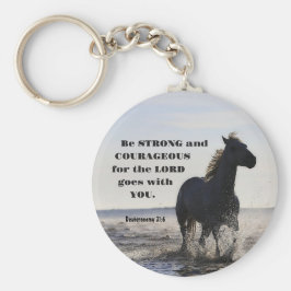 強く勇敢な聖書の聖句Deut 31 Horse キーホルダー