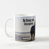 強く勇敢な聖書の聖句Deut 31 Horse コーヒーマグカップ (左)