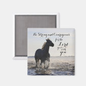 強く勇敢な聖書の聖句Deut 31 Horse マグネット (正面/裏面)