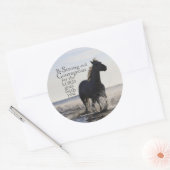 強く勇敢な聖書の聖句Deut 31 Horse ラウンドシール (封筒)