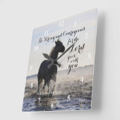 強く勇敢な聖書詩31馬 スクエア壁時計 (傾斜)