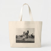 強く反対するブロンコのカウボーイ ラージトートバッグ (正面)