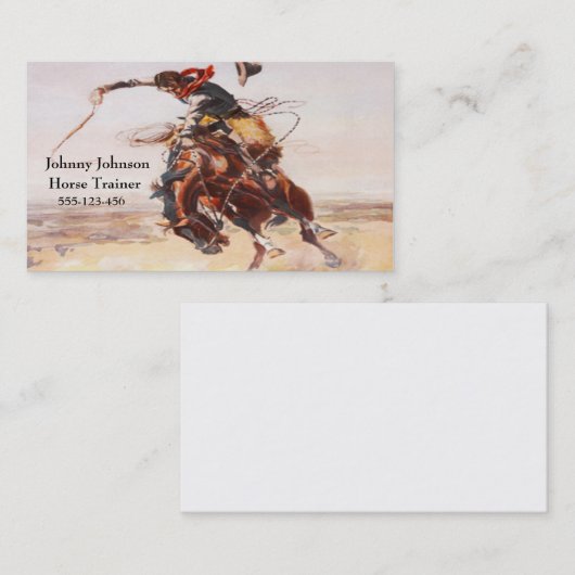 強く反対する馬のテンプレートの西部のカウボーイ 名刺 (正面/裏面)