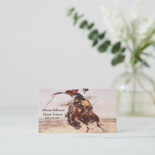 強く反対する馬のテンプレートの西部のカウボーイ 名刺 (スタンド正面)