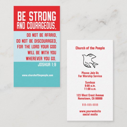 強く感動的な聖書の引用文教会招待があって下さい 名刺 (正面/裏面)