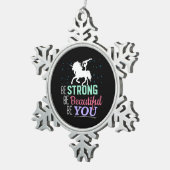 強く美しいYou - Gumstics Unicorn スノーフレークピューターオーナメント (右)