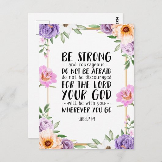 強く、また、勇気を出して。ヨシュア1:9 ポストカード (正面/裏面)