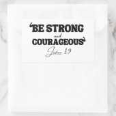 強く、勇気ある人へ – ジョシュア1:9 長方形シール (バッグ)