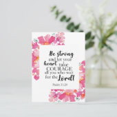 強く、勇気を持って詩編ピンクフローラ聖書 シーズンポストカード (スタンド正面)