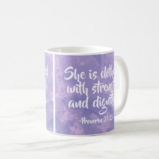 強さおよび威厳の諺31の聖書のクリスチャン コーヒーマグカップ (正面右)