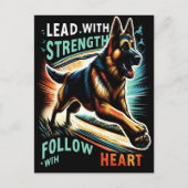 強さとハートで跳躍するドイツの羊飼い ポストカード (正面)