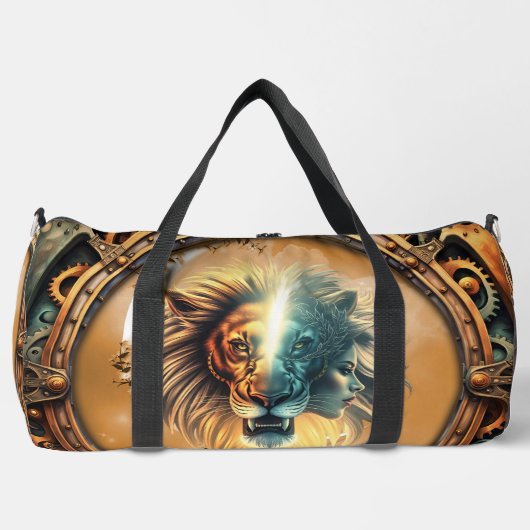 強さとライオンと女性の二重性。 ダッフルバッグ (正面)