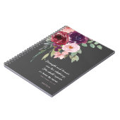 強さと名誉の箴言31ピンクとグレーのフローラ ノートブック (左側)