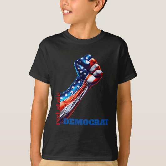 強さと団結レッド州民主党議員アンチトランプ Tシャツ (正面)