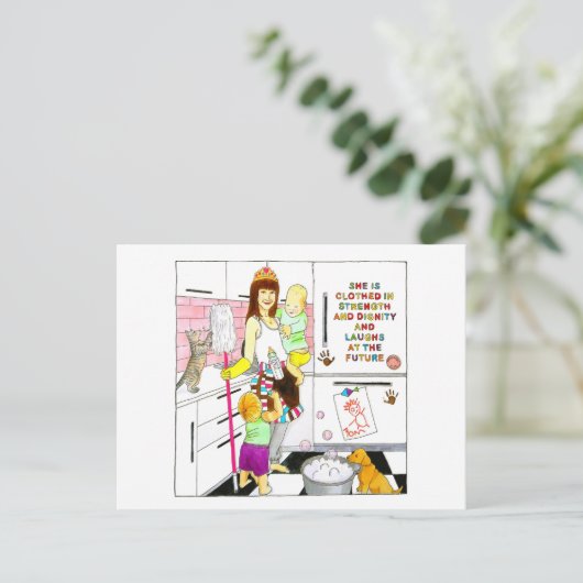 強さと尊厳の母親の日感動的 ポストカード (スタンド正面)