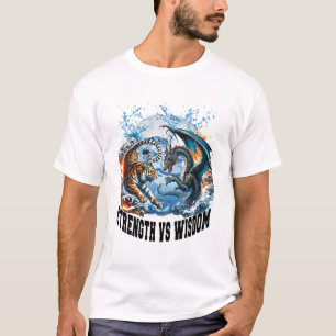 強さと知恵の男性の白 Tシャツ