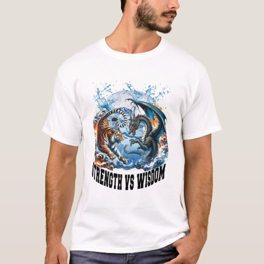 強さと知恵の男性の白 Tシャツ (正面)