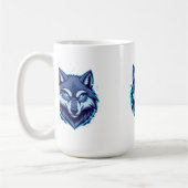強さと自由の象徴 - 猛々しいオオカミ コーヒーマグカップ (左)