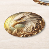 強さと自由を象徴するゴールデンイーグル ラウンドペーパーコースター (アングル)