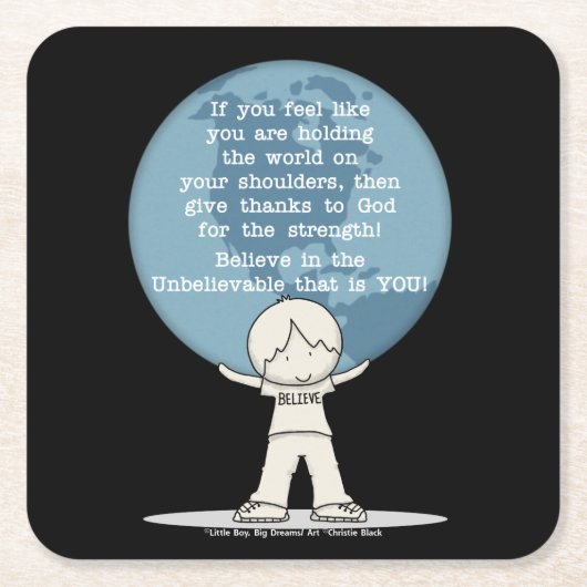 強さに感謝 スクエアペーパーコースター (正面)