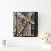 強さのクロス スクエア壁時計 (ホーム)