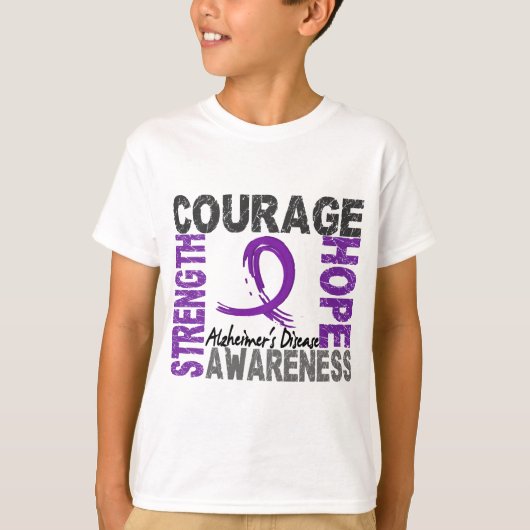 強さの勇気の希望のアルツハイマー病 Tシャツ (正面)
