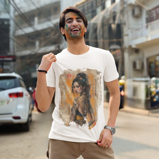 強さの開花:ヴィンテージ通りアートエレガンス Tシャツ