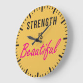 強さは美しいです-女性の体育館の刺激 ラージ壁時計 (傾斜)