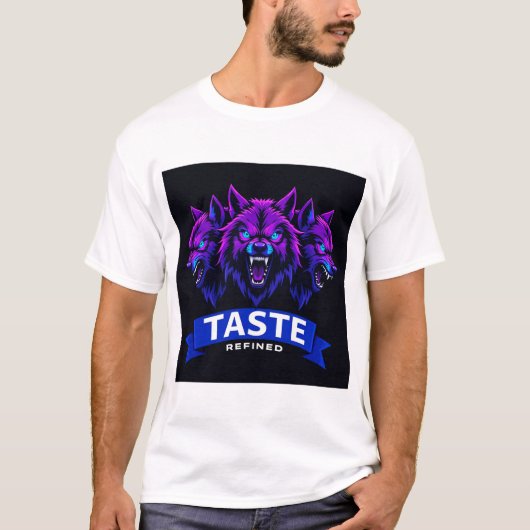 強さを強調したトリプルウルフデザイン Tシャツ (正面)