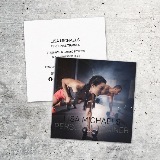 強さカーディオスポーツフィットネスパーソナルトレーナー スクエア名刺