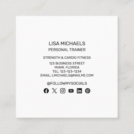 強さカーディオスポーツフィットネスパーソナルトレーナー スクエア名刺 (裏面)