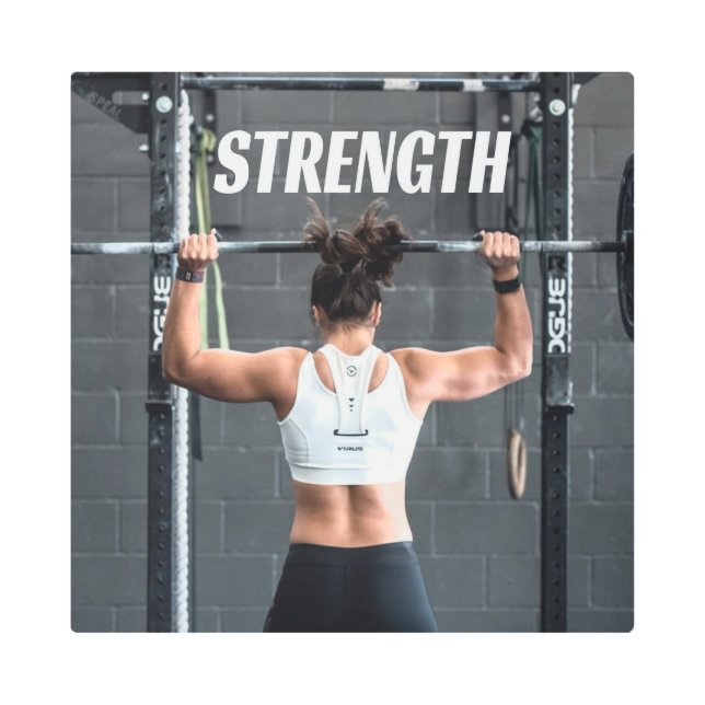 強さ適合性女性筋やる気を起こさせる肉 メタルプリント (正面)