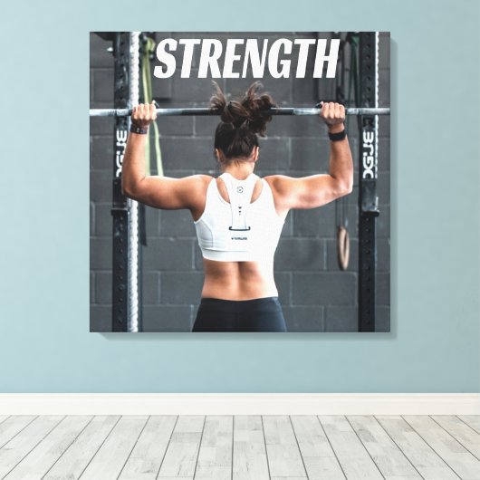 強さ適性女性の筋肉のアウトやる気を起こさせる キャンバスプリント (インサイチュ (ウッドフロア))