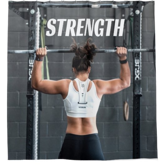 強さ適性女性の筋肉のアウトやる気を起こさせる シャワーカーテン (正面)