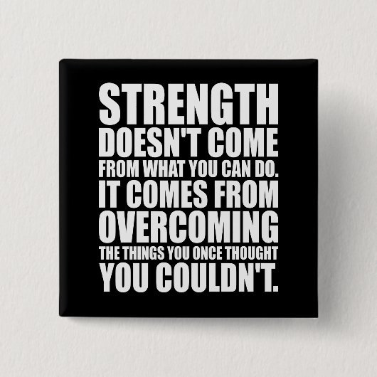 強さ – やる気を起こさせる単語 缶バッジ (正面)