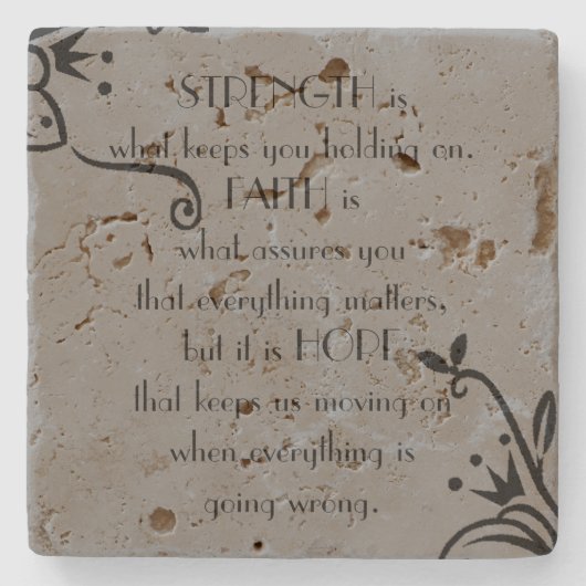 強さ、信仰と希望 ストーンコースター (正面)