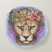 強さ、優雅さ、獰猛な猫枕 ラウンドクッション (裏面)