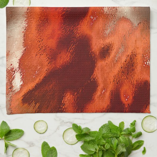 強クラシックい赤と珊瑚の色合いで染色する キッチンタオル (折り畳み)