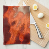 強クラシックい赤と珊瑚の色合いで染色する キッチンタオル (四つ折り)