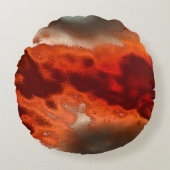 強クラシックい赤と珊瑚の色合いで染色する ラウンドクッション (正面)