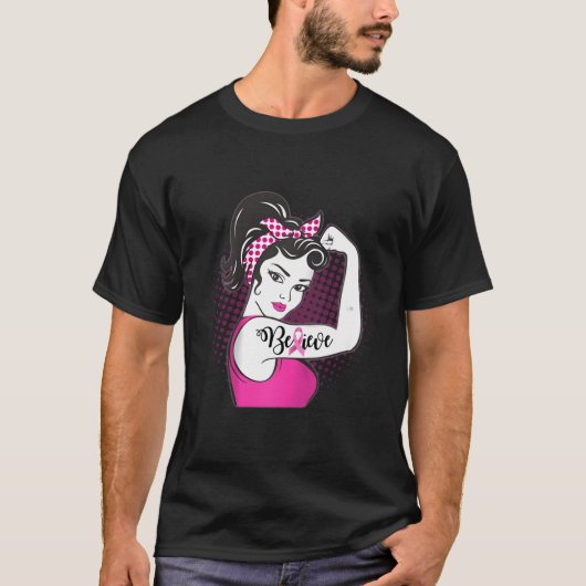 強信じKリボン乳がん認識度 Tシャツ (正面)