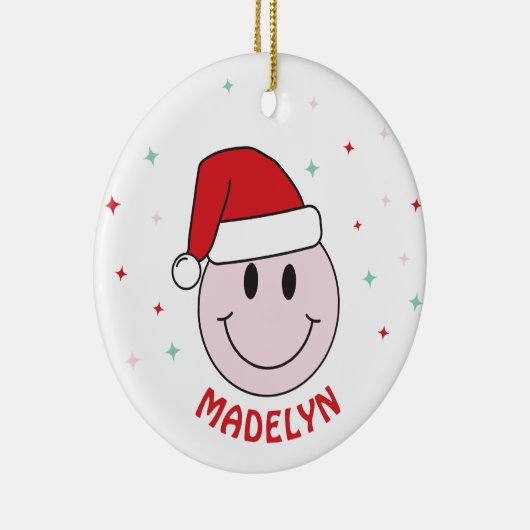 強制おもしろい家族おもしろいサンタハッピー顔 セラミックオーナメント (右)